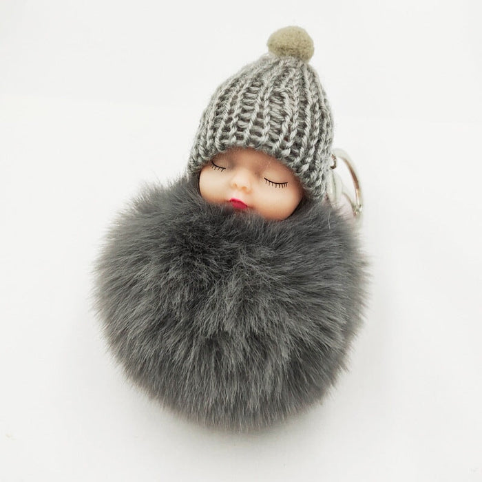 Wholesale imitation otter rabbit hair sleep doll keychain JDC-KC-QiShi007 Keychains 奇释 Wholesale Jewelry JoyasDeChina Joyas De China