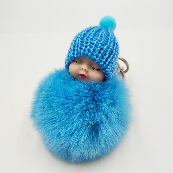 Wholesale imitation otter rabbit hair sleep doll keychain JDC-KC-QiShi007 Keychains 奇释 Wholesale Jewelry JoyasDeChina Joyas De China