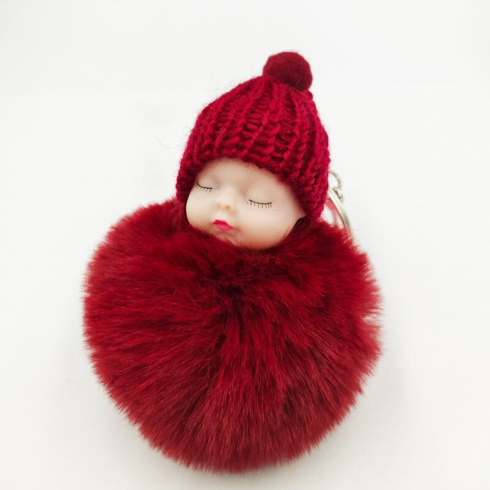 Wholesale imitation otter rabbit hair sleep doll keychain JDC-KC-QiShi007 Keychains 奇释 Wholesale Jewelry JoyasDeChina Joyas De China