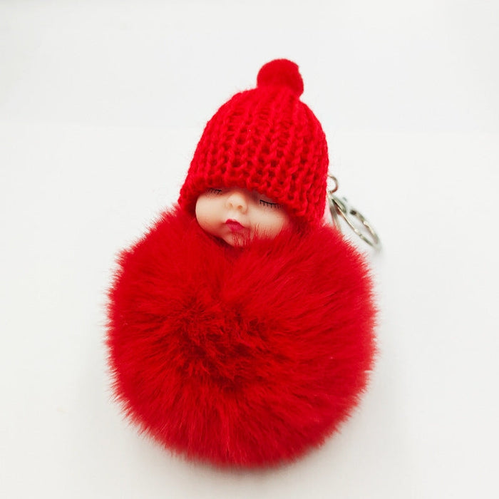 Wholesale imitation otter rabbit hair sleep doll keychain JDC-KC-QiShi007 Keychains 奇释 Wholesale Jewelry JoyasDeChina Joyas De China