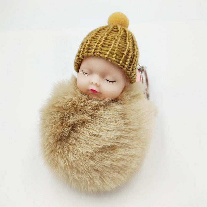 Wholesale imitation otter rabbit hair sleep doll keychain JDC-KC-QiShi007 Keychains 奇释 Khaki / Wholesale Jewelry JoyasDeChina Joyas De China