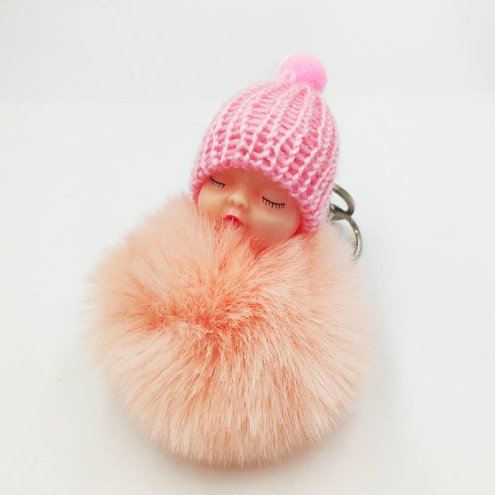 Wholesale imitation otter rabbit hair sleep doll keychain JDC-KC-QiShi007 Keychains 奇释 Pale pink / Wholesale Jewelry JoyasDeChina Joyas De China