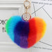 Wholesale Imitation Rabbit Fur Heart Shape Rainbow Fur Ball Pom Pom Keychain JDC-KC-Zuge002 Keychains 祖格 A Wholesale Jewelry JoyasDeChina Joyas De China