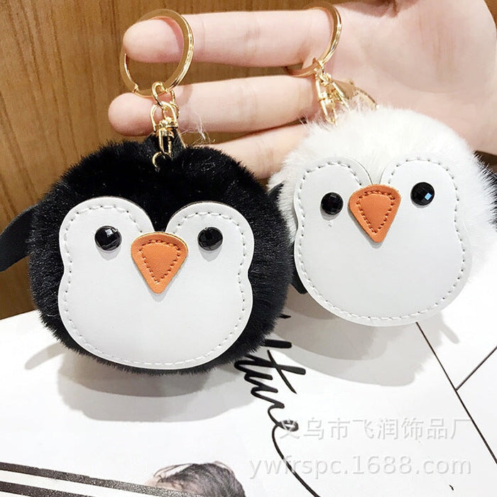 Wholesale Imitation Rabbit Fur TPU Leather Penguin Hair Ball Pendant Pom Pom Keychain JDC-KC-FRun001 Keychains 飞润 Wholesale Jewelry JoyasDeChina Joyas De China