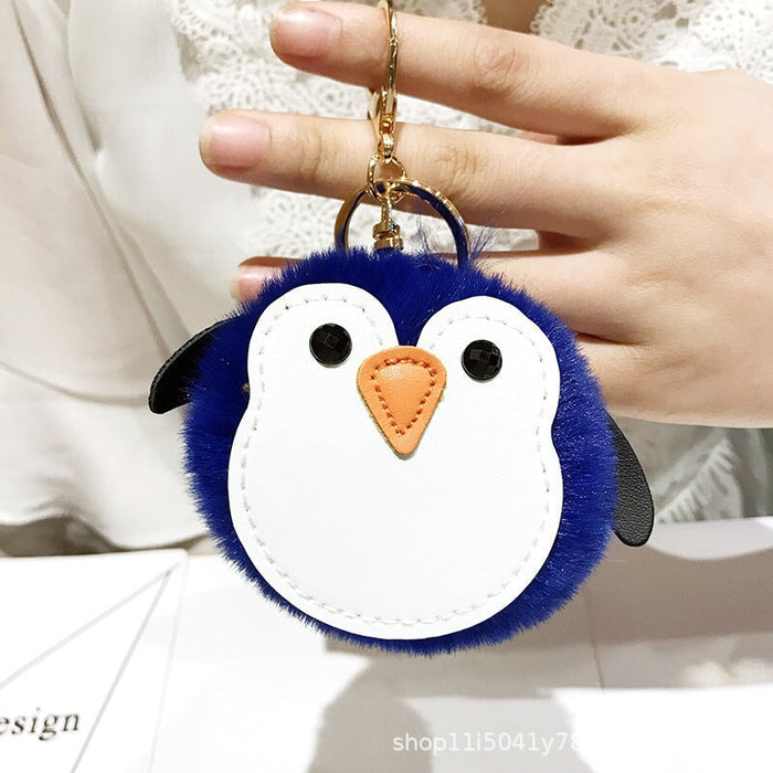 Wholesale Imitation Rabbit Fur TPU Leather Penguin Hair Ball Pendant Pom Pom Keychain JDC-KC-FRun001 Keychains 飞润 royal blue OPP Wholesale Jewelry JoyasDeChina Joyas De China