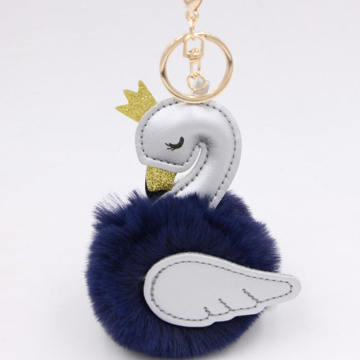 Wholesale Imitation Rex Rabbit Fur PU Leather Swan Fur Ball Pom Pom Keychain JDC-KC-Zuge013 Keychains 祖格 Wholesale Jewelry JoyasDeChina Joyas De China