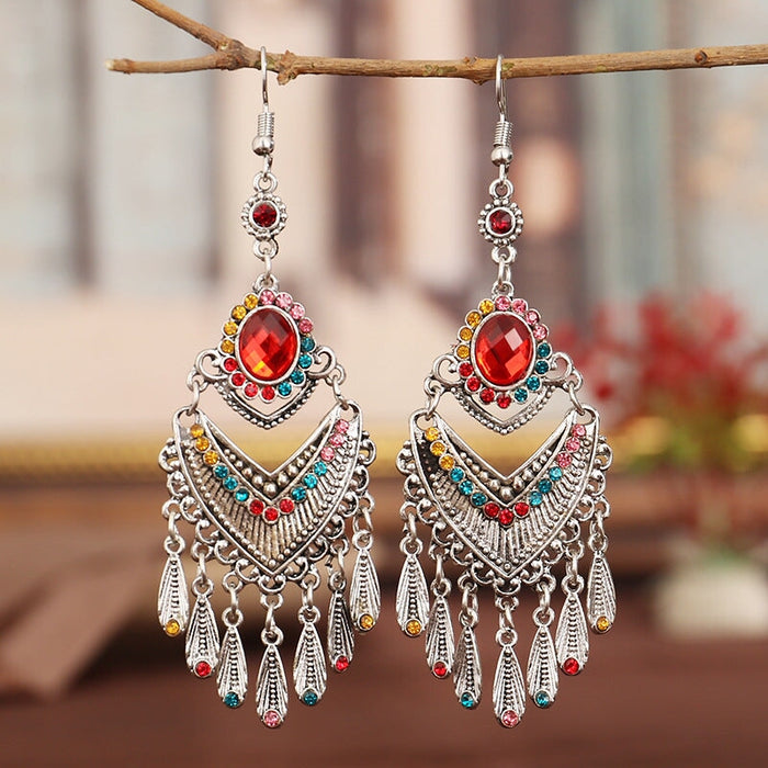 Wholesale imitation seedling silver metal earrings JDC-ES-Daiq010 Earrings 黛茜 DC1977-4 red Wholesale Jewelry JoyasDeChina Joyas De China