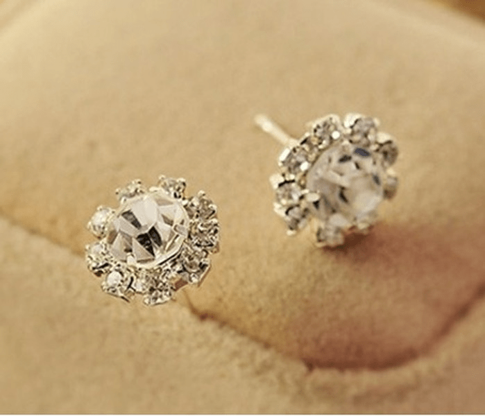 Wholesale Imitation Zircon Flash Rhinestone Sunflower Earrings JDC-ES-Fangong001 Earrings 巩凡 Wholesale Jewelry JoyasDeChina Joyas De China