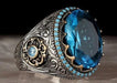 Wholesale Inlaid Sea Blue Zircon Ring JDC-RS-Beid004 Rings 贝迪 blue No. 8 Wholesale Jewelry JoyasDeChina Joyas De China