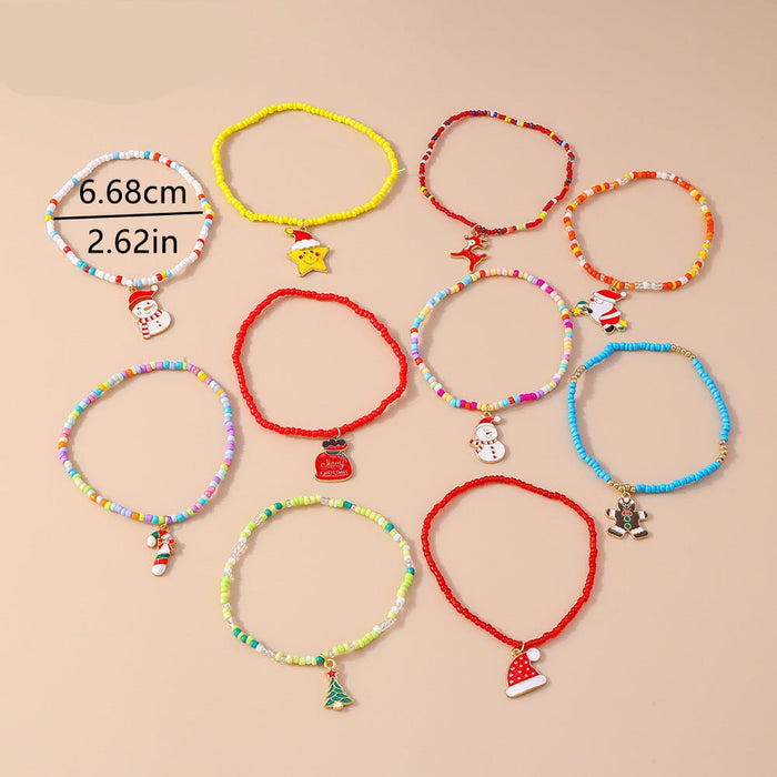 Wholesale Jewelry Random Anklet suit Fashion Santa Claus Christmas Tree Snowman Foot Jewelry Anklets JoyasDeChina Random 10-piece anklet set Wholesale Jewelry JoyasDeChina Joyas De China