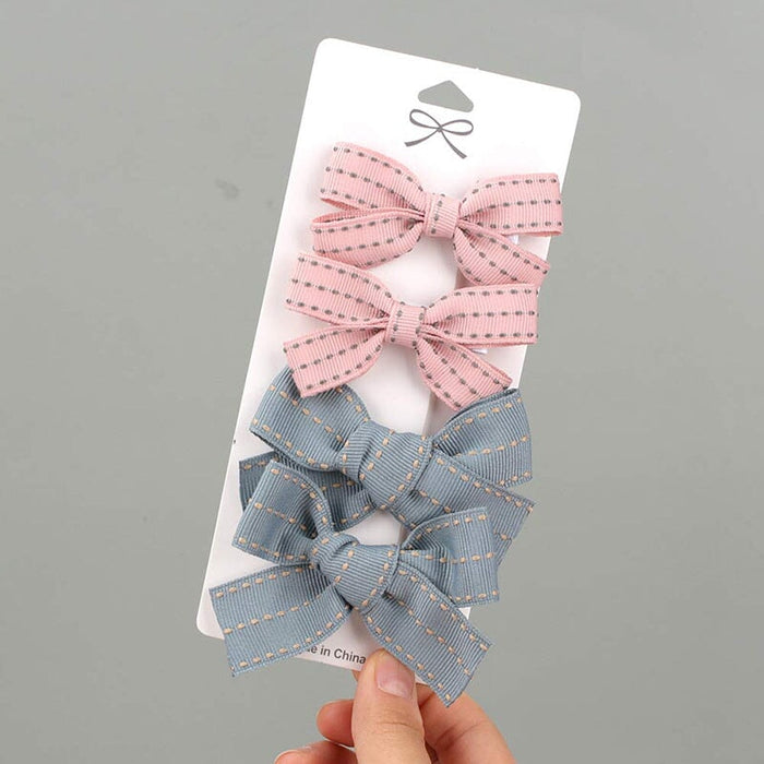 Wholesale Kids Bow Cloth Hair Clip Set JDC-HC-Danzuo025 Hair Clips 丹左 5 Wholesale Jewelry JoyasDeChina Joyas De China