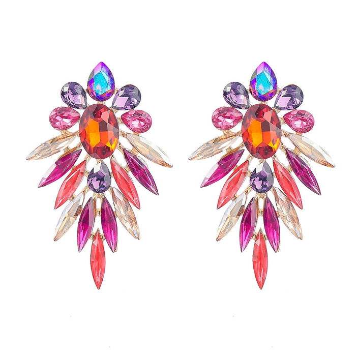 Wholesale Ladies Multilayer Alloy Rhinestone Earrings JDC-ES-JL915 Earrings 氿乐 Rose reddish purple Wholesale Jewelry JoyasDeChina Joyas De China