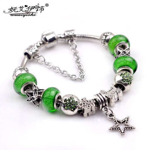 Wholesale large hole green glazed bead bracelet (F)JDC-BT-WUAI006 Bracelet 妩艾 18cm Wholesale Jewelry JoyasDeChina Joyas De China