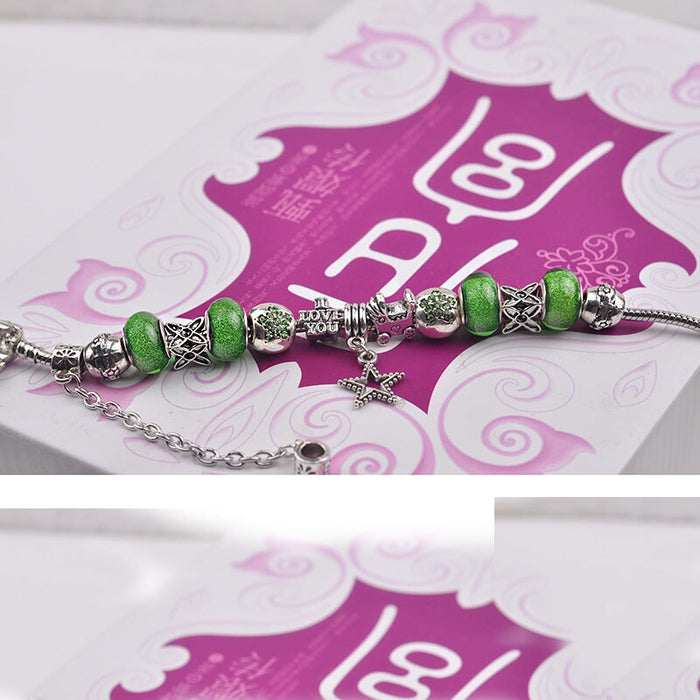 Wholesale large hole green glazed bead bracelet (F)JDC-BT-WUAI006 Bracelet 妩艾 Wholesale Jewelry JoyasDeChina Joyas De China