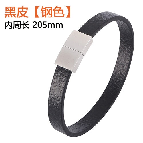 Wholesale Leather Cord Stainless Steel Braided Bracelet JDC-BT-RShen010 Bracelet 日盛 black 205mm Wholesale Jewelry JoyasDeChina Joyas De China