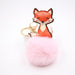 Wholesale Leather Fox Alloy Faux Fur Ball Pom Pom Keychain JDC-KC-Zuge008 Keychains 祖格 light pink / Wholesale Jewelry JoyasDeChina Joyas De China