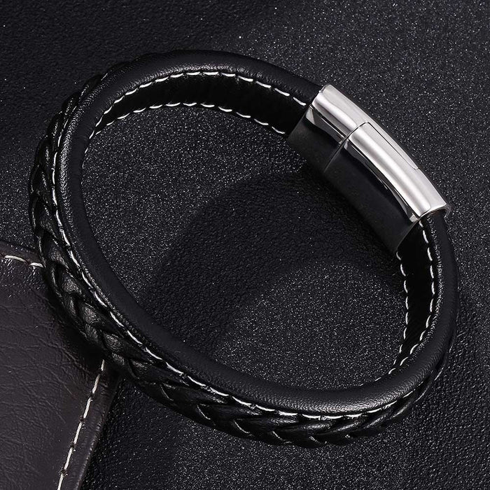 Wholesale Leather Leopard Head Stainless Steel Magnetic Buckle Bracelet JDC-BT-RShen031 Bracelet 日盛 165mm Wholesale Jewelry JoyasDeChina Joyas De China