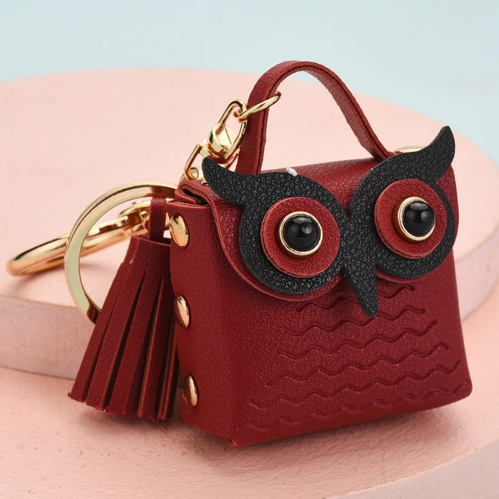 Wholesale Leather Owl Keychain JDC-KC-WS151 Keychains 围颂 red Wholesale Jewelry JoyasDeChina Joyas De China