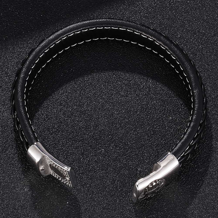 Wholesale Leather Stainless Steel Skull Crown Bracelet JDC-BT-RShen024 Bracelet 日盛 165mm Wholesale Jewelry JoyasDeChina Joyas De China