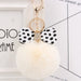 Wholesale Leopard Print Bow Imitation Rex Rabbit Fur Ball Alloy Pom Pom Keychain JDC-KC-Zuge010 Keychains 祖格 beige white / Wholesale Jewelry JoyasDeChina Joyas De China