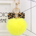 Wholesale Leopard Print Bow Imitation Rex Rabbit Fur Ball Alloy Pom Pom Keychain JDC-KC-Zuge010 Keychains 祖格 yellow / Wholesale Jewelry JoyasDeChina Joyas De China