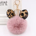 Wholesale Leopard Print Rabbit Ears Imitation Rex Rabbit Fur Ball Pom Pom Keychain JDC-KC-Zuge007 Keychains 祖格 bean paste color / Wholesale Jewelry JoyasDeChina Joyas De China