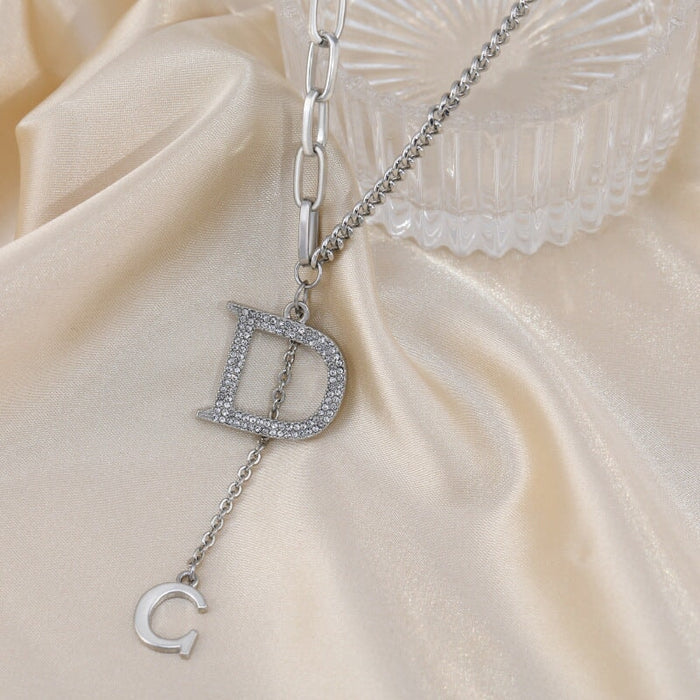 Wholesale letter D word short sweater alloy necklace JDC-NE-Jiaow002 Necklaces 娇婉 Wholesale Jewelry JoyasDeChina Joyas De China