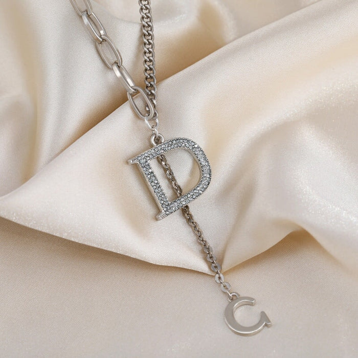 Wholesale letter D word short sweater alloy necklace JDC-NE-Jiaow002 Necklaces 娇婉 Wholesale Jewelry JoyasDeChina Joyas De China