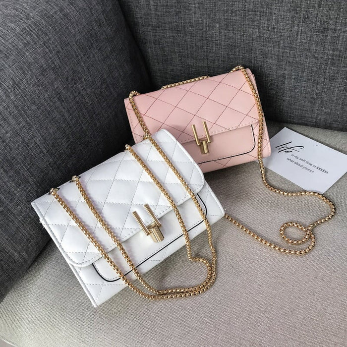 Wholesale letter lock diamond check chain one shoulder diagonal cross bag JDC-SD-Mingo005 Shoulder Bags 新城铭欧 Wholesale Jewelry JoyasDeChina Joyas De China