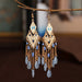 Wholesale Long Rice Bead Metal Chain Earrings JDC-ES-Daiq012 Earrings 黛茜 Wholesale Jewelry JoyasDeChina Joyas De China