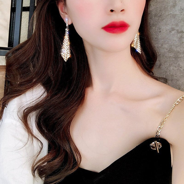 Wholesale long two-piece gold earrings JDC-ES-Sideng033 Earrings 思登 Wholesale Jewelry JoyasDeChina Joyas De China