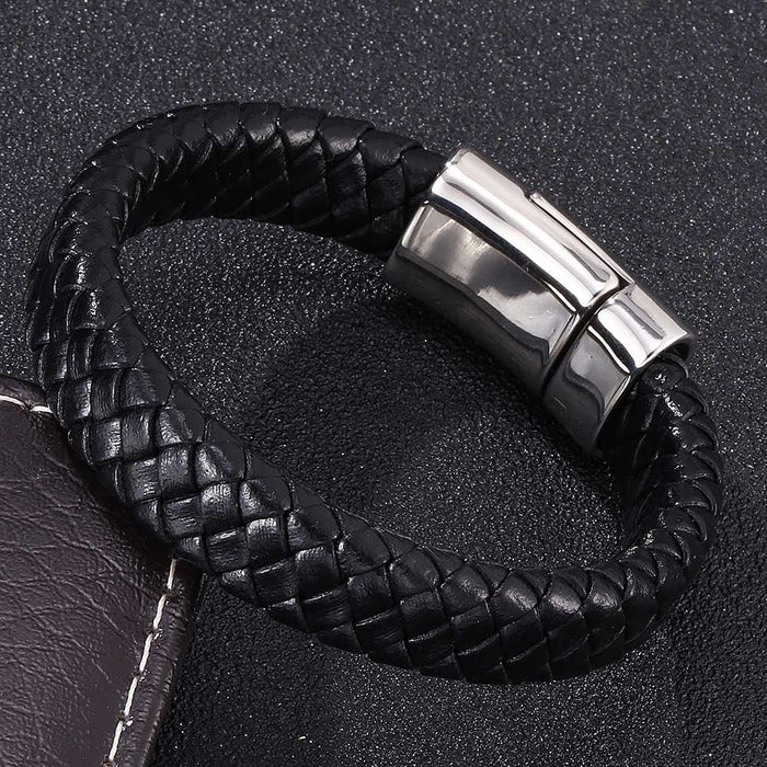 Wholesale Magnet Buckle Stainless Steel Leather Bracelet JDC-BT-RShen026 Bracelet 日盛 Wholesale Jewelry JoyasDeChina Joyas De China