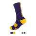 Wholesale Men's Sweat Absorbent Breathable Polyester Mid-Length Basketball Socks JDC-SK-LingTu011 Sock 领途 Adult purple yellow pattern Wholesale Jewelry JoyasDeChina Joyas De China