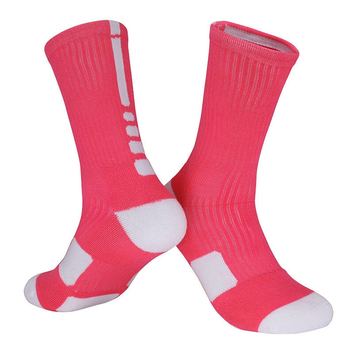 Wholesale Men's Sweat Absorbent Breathable Polyester Mid-Length Basketball Socks JDC-SK-LingTu011 Sock 领途 Adult Rose Red White Wholesale Jewelry JoyasDeChina Joyas De China