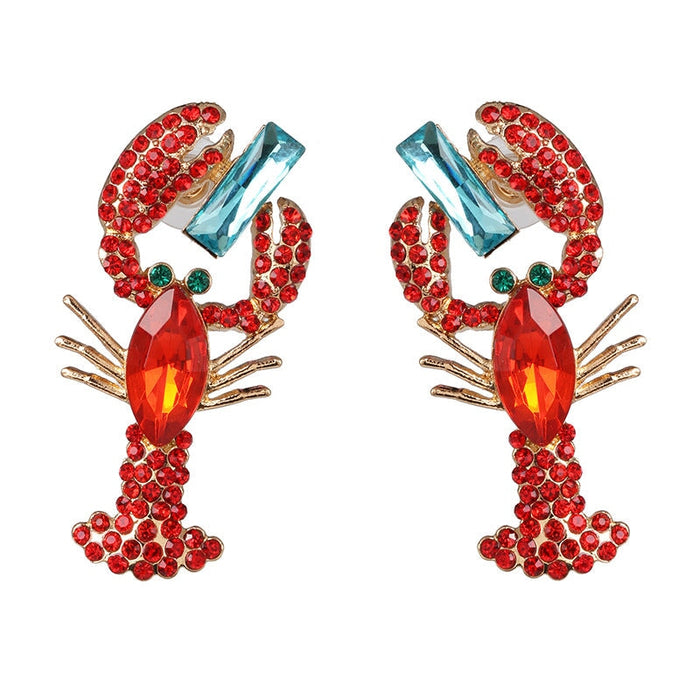 Wholesale Metal Rhinestone Lobster Earrings JDC-ES-LIUM004 Earrings 榴芒 Wholesale Jewelry JoyasDeChina Joyas De China