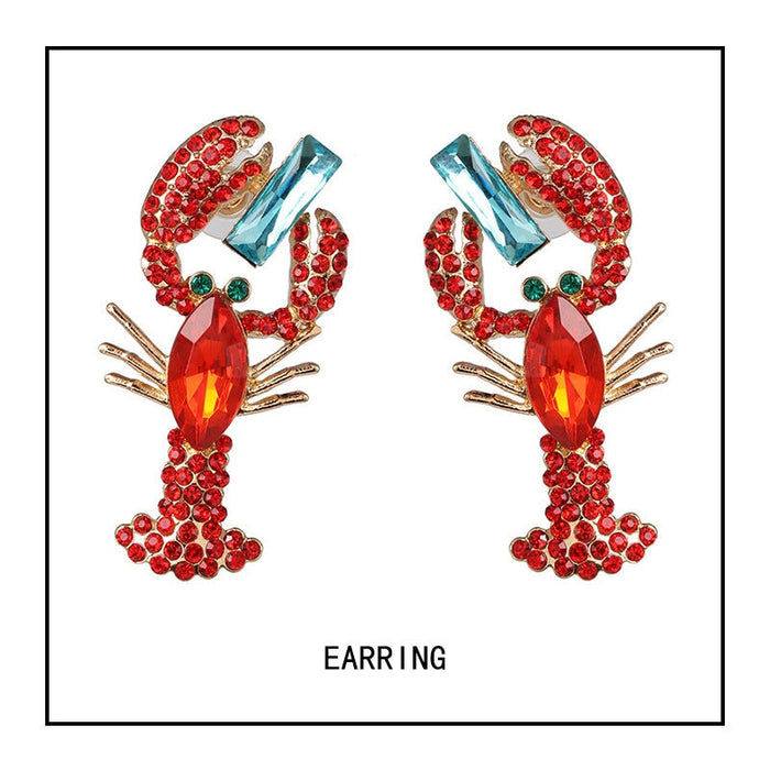 Wholesale Metal Rhinestone Lobster Earrings JDC-ES-LIUM004 Earrings 榴芒 52698-RD Wholesale Jewelry JoyasDeChina Joyas De China