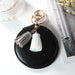 Wholesale Mini Round PU Leather Small Mirror Tassel Makeup Mirror Keychain MOQ≥2 JDC-KC-BenX001 Keychains 本勋 black Wholesale Jewelry JoyasDeChina Joyas De China