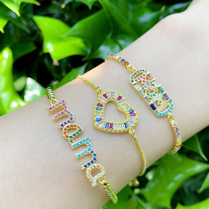 Wholesale Mother's Day Love Crystal Copper Plated 18K Gold Bracelet JDC-BT-AS121 Bracelet 翱昇 Wholesale Jewelry JoyasDeChina Joyas De China