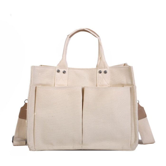 Wholesale Multi Pocket Crossbody Large Capacity Shoulder Bag Canvas Bag JDC-SD-Hanc003 Shoulder Bags 韩创 white Wholesale Jewelry JoyasDeChina Joyas De China