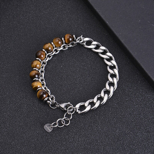 Wholesale Natural Stone Tiger Eye Stainless Steel Bracelet JDC-BT-DuoY001 多赢 Wholesale Jewelry JoyasDeChina Joyas De China