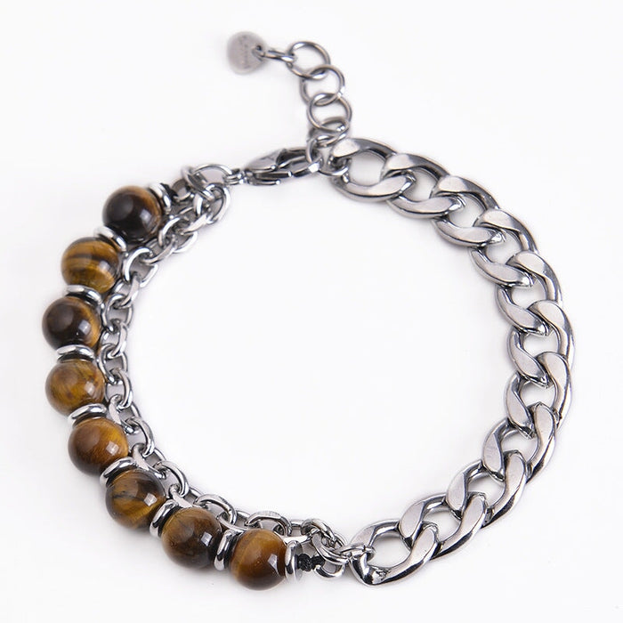 Wholesale Natural Stone Tiger Eye Stainless Steel Bracelet JDC-BT-DuoY001 多赢 Wholesale Jewelry JoyasDeChina Joyas De China