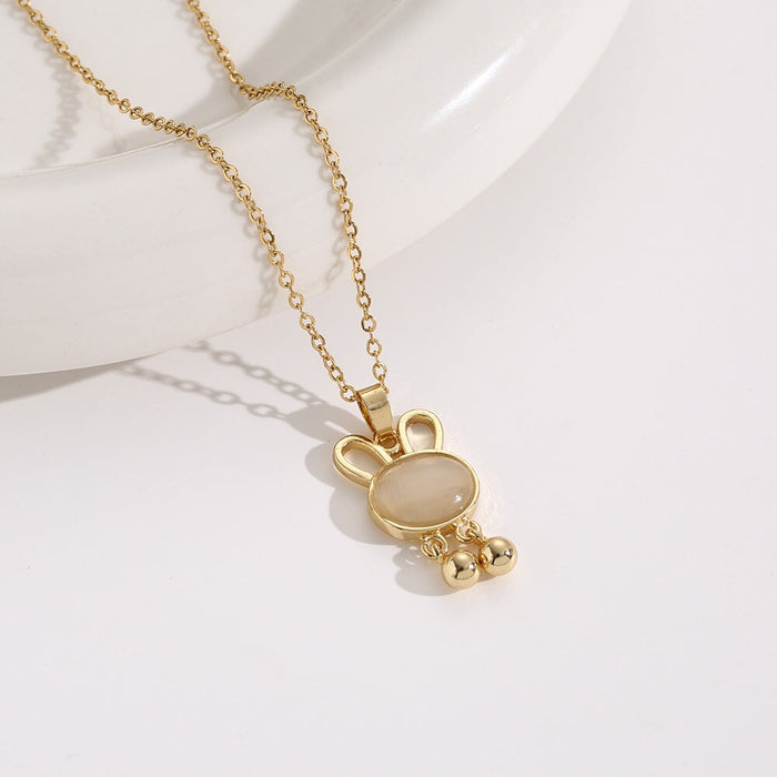 Wholesale Opal Rabbit Necklace Women's All-match Titanium Clavicle Chain Jewelry Necklaces JoyasDeChina 8117-Gold Wholesale Jewelry JoyasDeChina Joyas De China