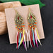 Wholesale Openwork Feather Alloy Rice Beads Tassel Boho Earrings JDC-ES-Daiq006 Earrings 黛茜 Wholesale Jewelry JoyasDeChina Joyas De China