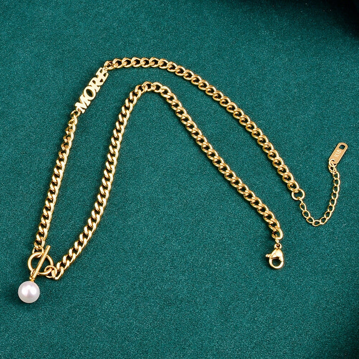 Wholesale OT Buckle Imitation Pearl Chain Titanium Steel Plated 18K Necklace JDC-NE-YS054 Necklaces 艺昇 gold Wholesale Jewelry JoyasDeChina Joyas De China