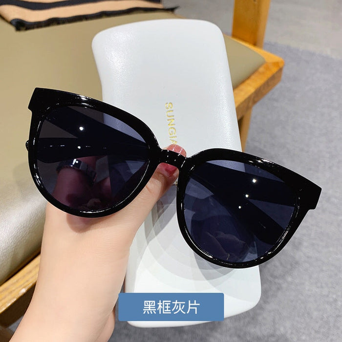 Wholesale pc jelly tea sunglasses ins women sunglasses JDC-SG-XIa017 Sunglasses 锡安 Black frame grey sheet Plastic hinge Wholesale Jewelry JoyasDeChina Joyas De China