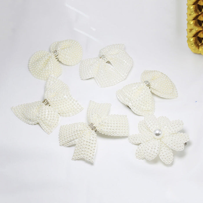 Wholesale pearl bow flower children hairpin JDC-HC-QianY001 Hair Clips 茜月 Wholesale Jewelry JoyasDeChina Joyas De China