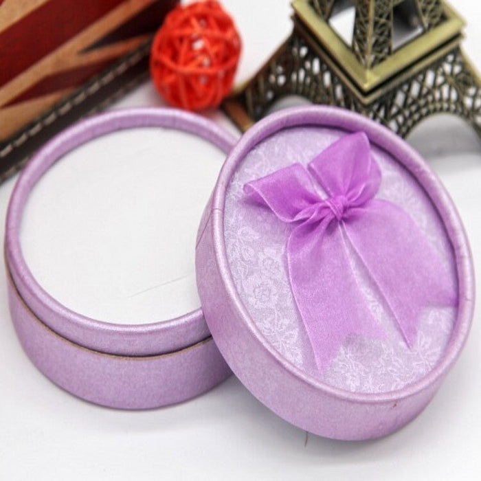 Wholesale Pearlescent Dark Texture Paper Round Jewelry Box JDC-JP-Fuyong009 Jewelry packaging 福永 purple 8.5*8.5*3.5cm Wholesale Jewelry JoyasDeChina Joyas De China