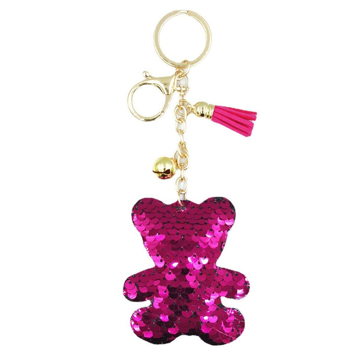 Wholesale PET Alloy Sequin Bear Keychain JDC-KC-DY011 Keychains 帝雁 Wholesale Jewelry JoyasDeChina Joyas De China