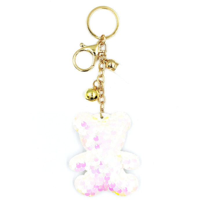 Wholesale PET Alloy Sequin Bear Keychain JDC-KC-DY011 Keychains 帝雁 AB color 6.5*8.0cm Wholesale Jewelry JoyasDeChina Joyas De China