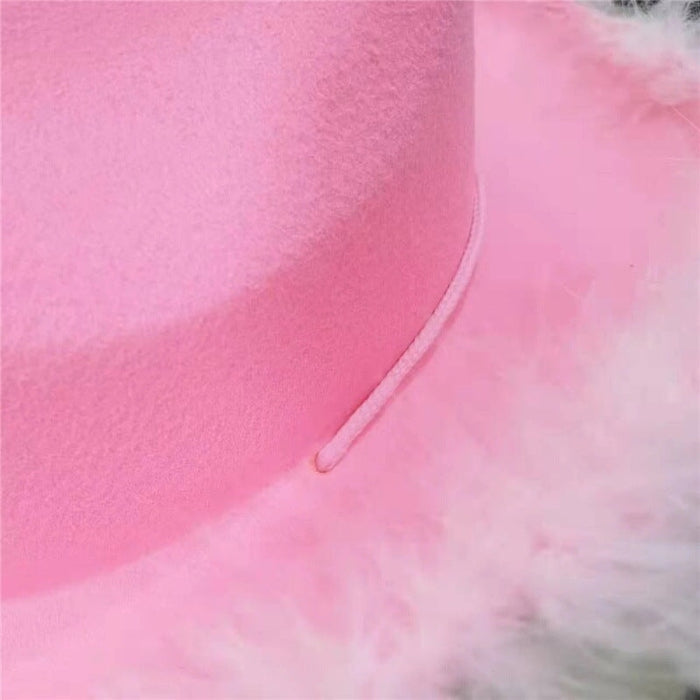 Wholesale Pink Cowboy Hat Non Woven Crown Western Jazz Woolen Hat JDC-FH-Guanchuan004 Fashionhat 冠川 Wholesale Jewelry JoyasDeChina Joyas De China